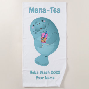 Mana-Tee Personalisiert Manatee Boba Tea Strandtuc Strandtuch