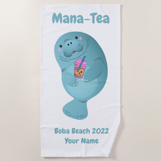 Mana-Tee Personalisiert Manatee Boba Tea Strandtuc Strandtuch (Vorderseite)