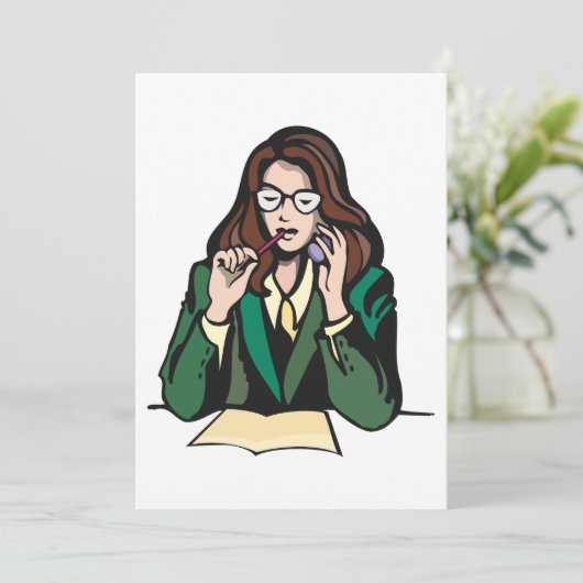 Manager am Arbeitsplatz Einladung (Stehend Vorderseite)