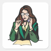 Manager am Arbeitsplatz Quadratischer Aufkleber (Vorderseite)