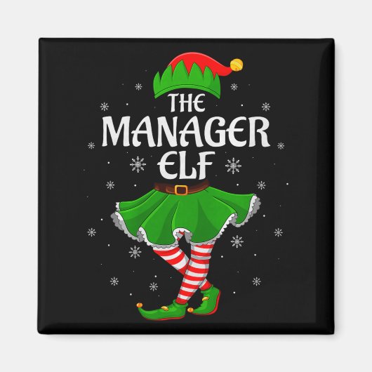 Manager Elf Christmas Family Girls Women Elf Squad Magnet (Vorne)