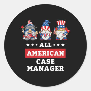 Manager Gnomes 4. Juli American Flag USA Runder Aufkleber
