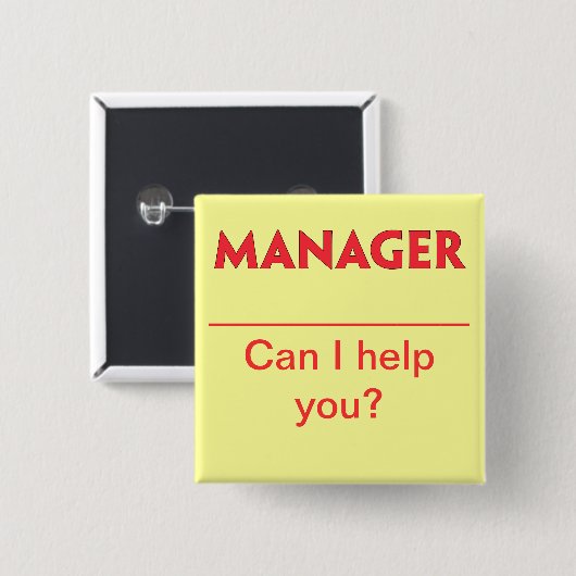 Manager-NamensAbzeichen-Knopf Button (Vorne & Hinten)