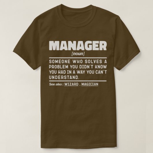 Manager Noun Geschäftsführender Direktor Bewertung T-Shirt (Design vorne)