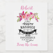 Manager Weinetikett Boss Wertschätzung Tag oder Wo (Einzelnes Label)