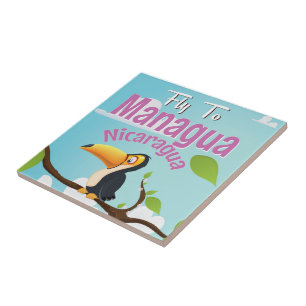 Managua, Nicaragua Vintage-Reiseplakat Fliese