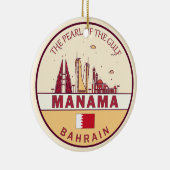 Manama Bahrain City Skyline Emblem Keramik Ornament (Rechts)