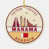 Manama Bahrain City Skyline Emblem Keramik Ornament (Hinten)