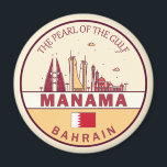 Manama Bahrain City Skyline Emblem Magnet<br><div class="desc">Manama minimalistisches,  farbenfrohes Kunstdesign mit Denkmälern und Sehenswürdigkeiten der Stadt in Bahrain.</div>