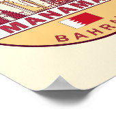 Manama Bahrain City Skyline Emblem Poster (Ecke)