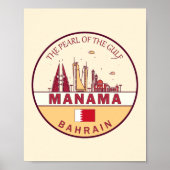 Manama Bahrain City Skyline Emblem Poster (Vorne)