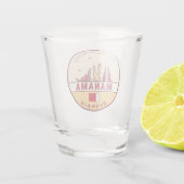 Manama Bahrain City Skyline Emblem Schnapsglas (Rückseite)