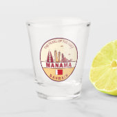 Manama Bahrain City Skyline Emblem Schnapsglas (Vorderseite)