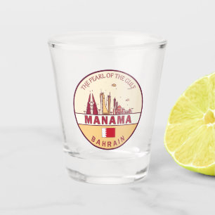 Manama Bahrain City Skyline Emblem Schnapsglas