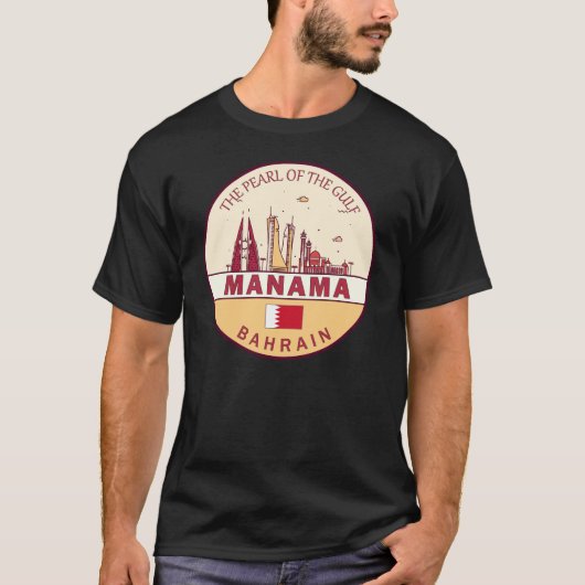 Manama Bahrain City Skyline Emblem T-Shirt (Vorderseite)