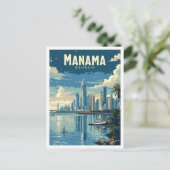 Manama Bahrain Vintag Art Travel Illustration Postkarte (Stehend Vorderseite)