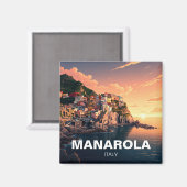 Manarola, Cinqua Terra Aquarell Magnet (Vorderseite/Rückseite)