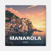 Manarola, Cinqua Terra Aquarell Magnet (Vorne)