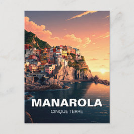 Manarola, Cinqua Terra Aquarell Postkarte