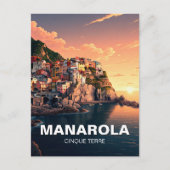 Manarola, Cinqua Terra Aquarell Postkarte (Vorderseite)