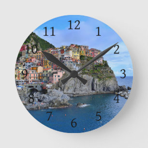 Manarola Cinque Terre Italien Europa Küstenort Runde Wanduhr