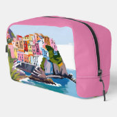 Manarola Cinque Terre Italien Mittelmeer Rosa Waschbeutel (Rechte Ecke)