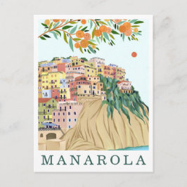 Manarola Cinque Terre Italy Travel Illustration Postkarte