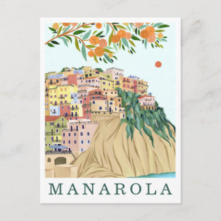 Manarola Cinque Terre Italy Travel Illustration Postkarte