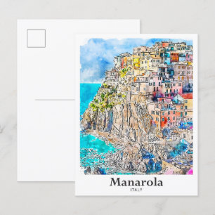 Manarola Italien Reisen Aquarellbilder Postkarte