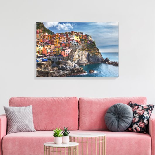 Manarola ItalienCliffside Houses Panorama Leinwand (Insitu (Wohnzimmer))