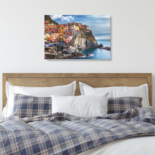 Manarola ItalienCliffside Houses Panorama Leinwand (Insitu (Schlafzimmer))