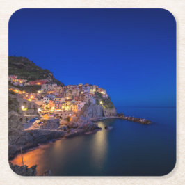 Manarola Stadt im Cinque Terre im Abend Rechteckiger Pappuntersetzer