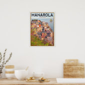 Manarola Vineyard Harbour - auf Weiß Poster (Küche)