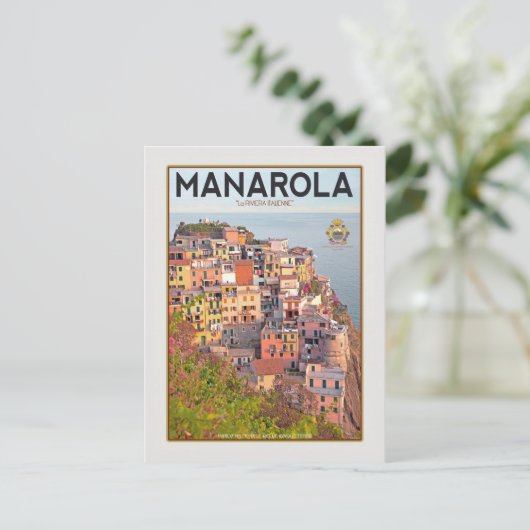 Manarola Vineyard Harbour - auf Weiß Postkarte (Stehend Vorderseite)
