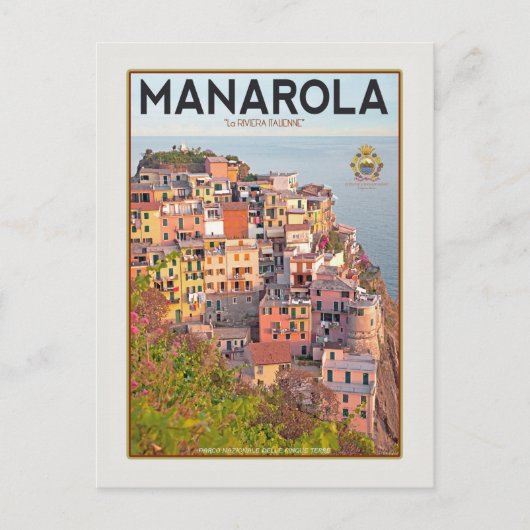 Manarola Vineyard Harbour - auf Weiß Postkarte (Vorderseite)