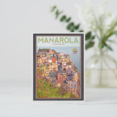 Manarola Vineyard Sunset (schwarz) Postkarte (Stehend Vorderseite)