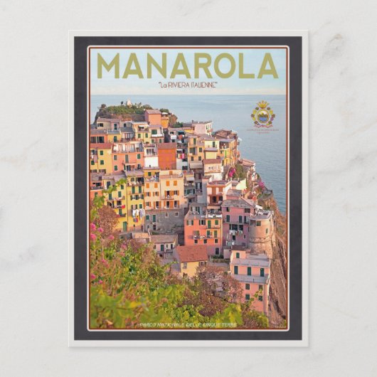 Manarola Vineyard Sunset (schwarz) Postkarte (Vorderseite)
