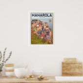 Manarola Vineyard Sunset (weiß) Poster (Küche)