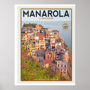 Manarola Vineyard Sunset (weiß) Poster