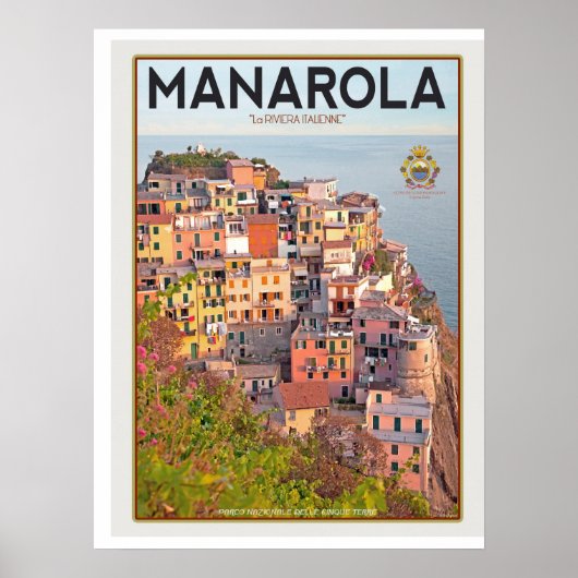 Manarola Vineyard Sunset (weiß) Poster (Vorne)