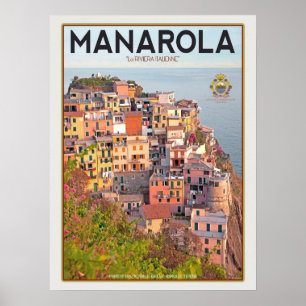 Manarola Weinberg-Hafen - auf Weiß Poster