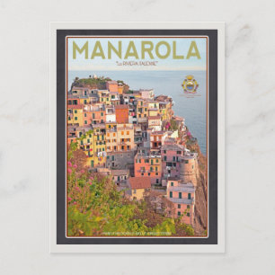 Manarola-Weinberg-Sonnenuntergang - Auf Schwarz Postkarte