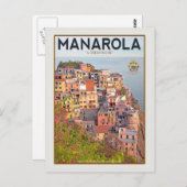 Manarola Weinberg-Sonnenuntergang (weiß) Postkarte (Vorne/Hinten)