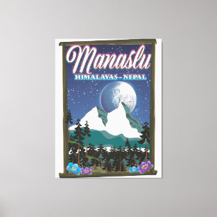 Manaslu-Himalaya Nepal Reiseplakat Karte Leinwanddruck