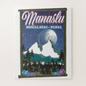 Manaslu Himalayas Nepal Reiseplakatkarte Puzzle (Vertikal)