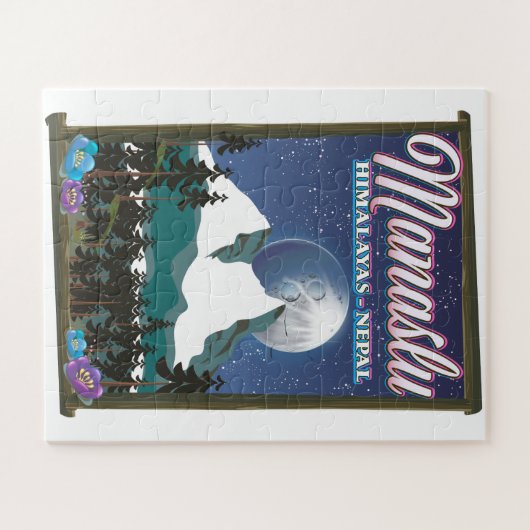 Manaslu Himalayas Nepal Reiseplakatkarte Puzzle (Horizontal)
