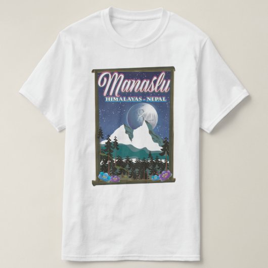 Manaslu Himalayas Nepal Reiseplakatkarte T-Shirt (Design vorne)