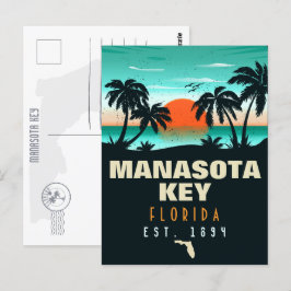 Manasota Key Florida Retro Sunset Souvenirs 60er Postkarte