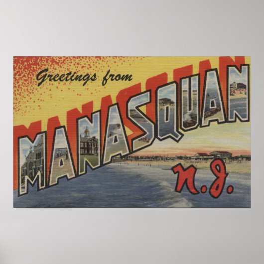 Manasquan, New Jersey - Große Buchstabenszenen Poster (Vorne)