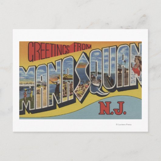 Manasquan, New Jersey - Große Buchstabenszenen Postkarte (Vorderseite)